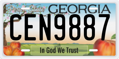 GA license plate CEN9887