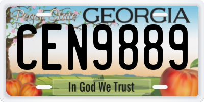 GA license plate CEN9889
