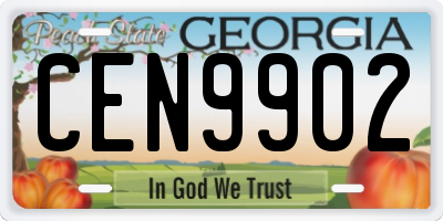 GA license plate CEN9902