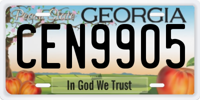 GA license plate CEN9905