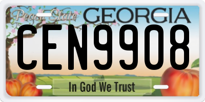 GA license plate CEN9908