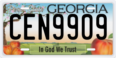 GA license plate CEN9909