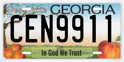 GA license plate CEN9911
