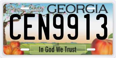 GA license plate CEN9913