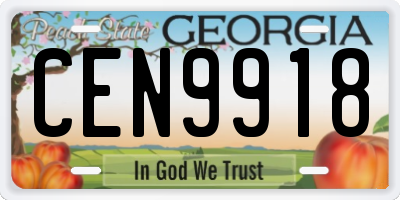 GA license plate CEN9918