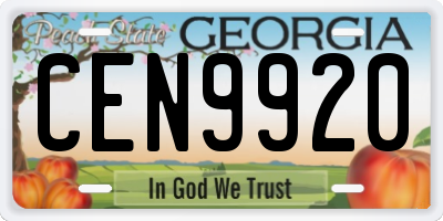 GA license plate CEN9920