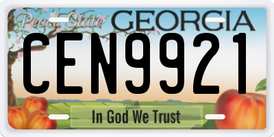 GA license plate CEN9921
