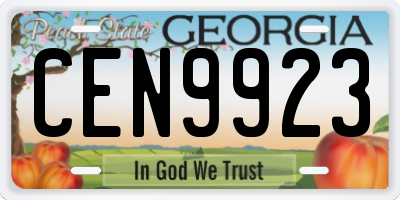 GA license plate CEN9923