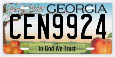 GA license plate CEN9924