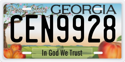GA license plate CEN9928