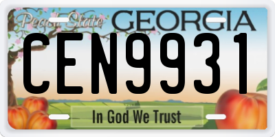 GA license plate CEN9931