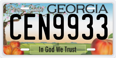 GA license plate CEN9933