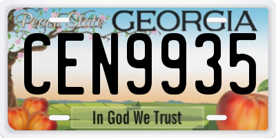 GA license plate CEN9935