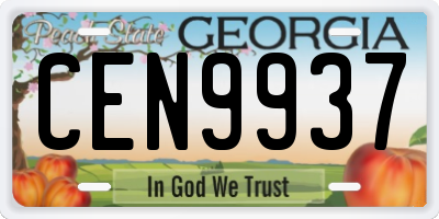 GA license plate CEN9937