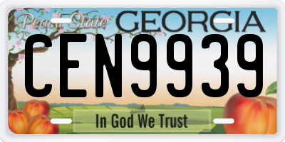 GA license plate CEN9939