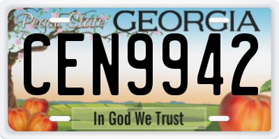 GA license plate CEN9942