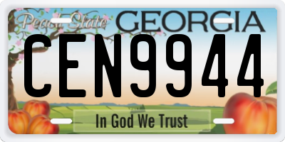 GA license plate CEN9944