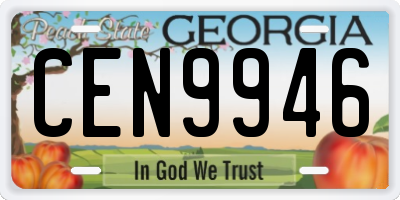 GA license plate CEN9946