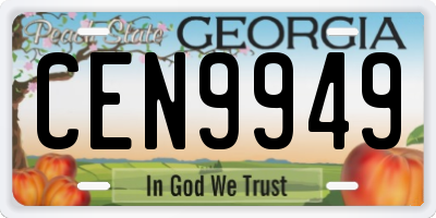 GA license plate CEN9949