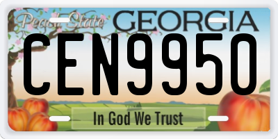 GA license plate CEN9950