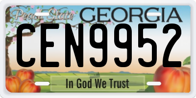GA license plate CEN9952