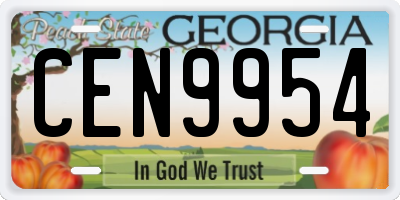 GA license plate CEN9954