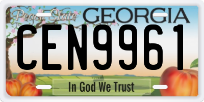 GA license plate CEN9961