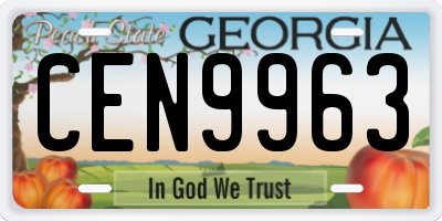 GA license plate CEN9963