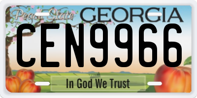 GA license plate CEN9966