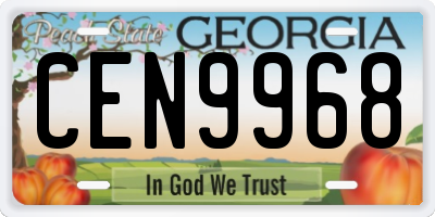 GA license plate CEN9968