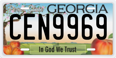 GA license plate CEN9969