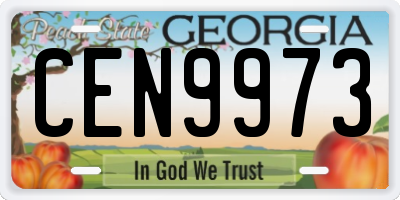 GA license plate CEN9973