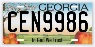 GA license plate CEN9986
