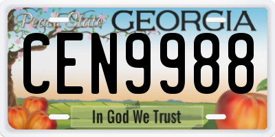 GA license plate CEN9988