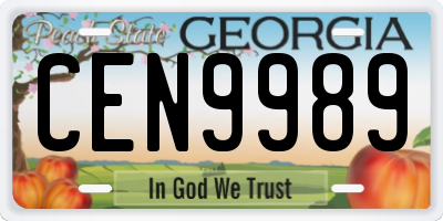 GA license plate CEN9989