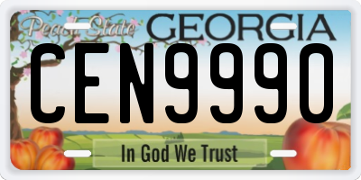 GA license plate CEN9990