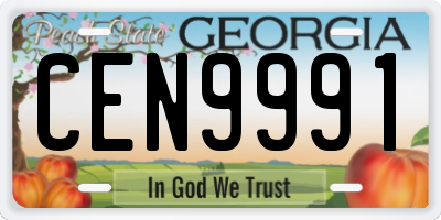 GA license plate CEN9991