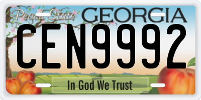 GA license plate CEN9992