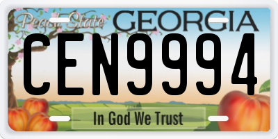 GA license plate CEN9994