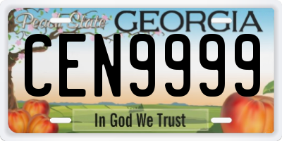 GA license plate CEN9999
