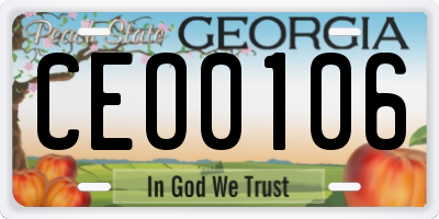 GA license plate CEO0106