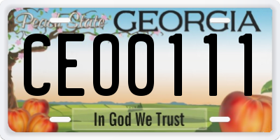 GA license plate CEO0111