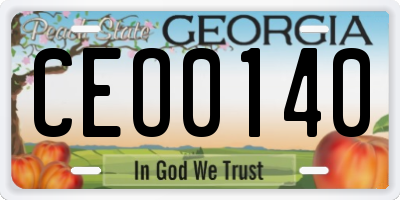 GA license plate CEO0140
