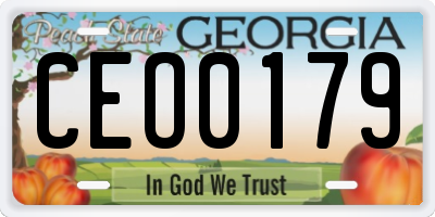 GA license plate CEO0179