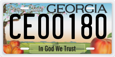 GA license plate CEO0180