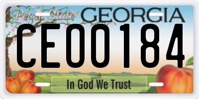 GA license plate CEO0184