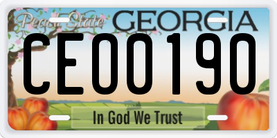 GA license plate CEO0190