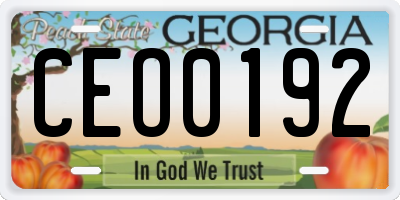 GA license plate CEO0192