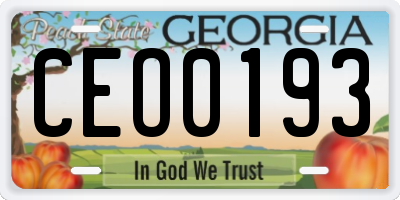 GA license plate CEO0193