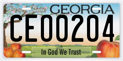 GA license plate CEO0204